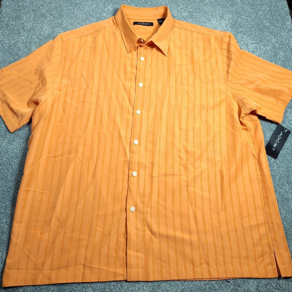 AXIST Button Down Mens XXL Striped 32SW2200 Orange Short Sleeve NEW
